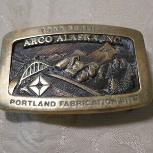 1989 Sealift Arco Alaska Portland Fabrication Site Belt Buckle Anacortes Brass